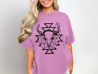 Trendy Skull and Cactus Design Women's Shirt