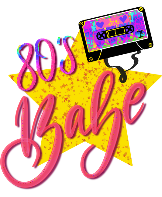80's Babe with Cassette Tape Star Design