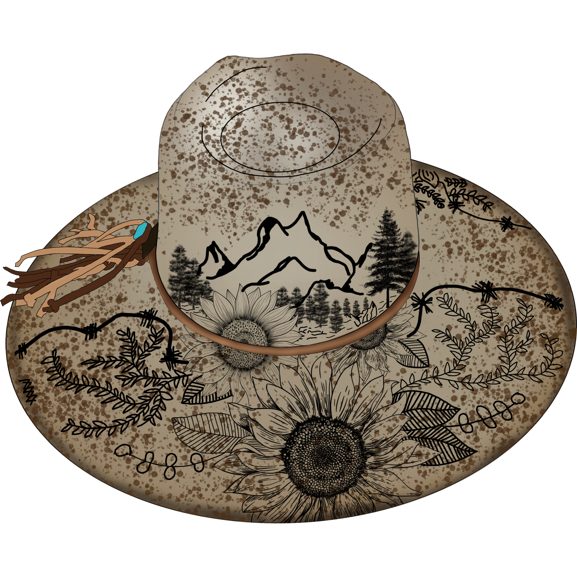 Artistic Mountain and Floral Print Hat Product