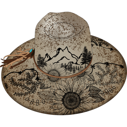 Artistic Mountain and Floral Print Hat Product