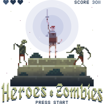 Heroes Zombies Retro Pixel Art Print