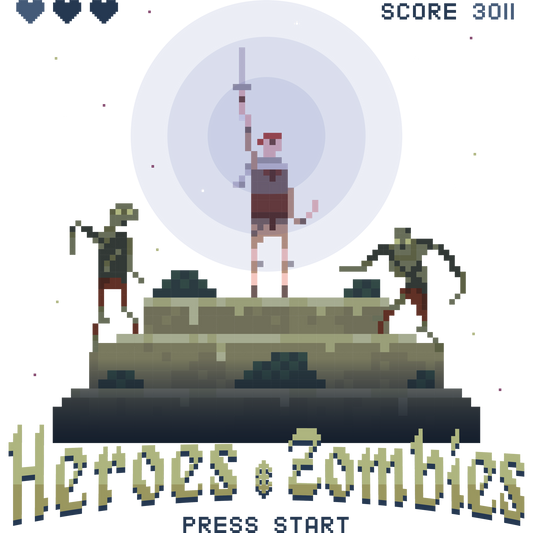 Heroes Zombies Retro Pixel Art Print