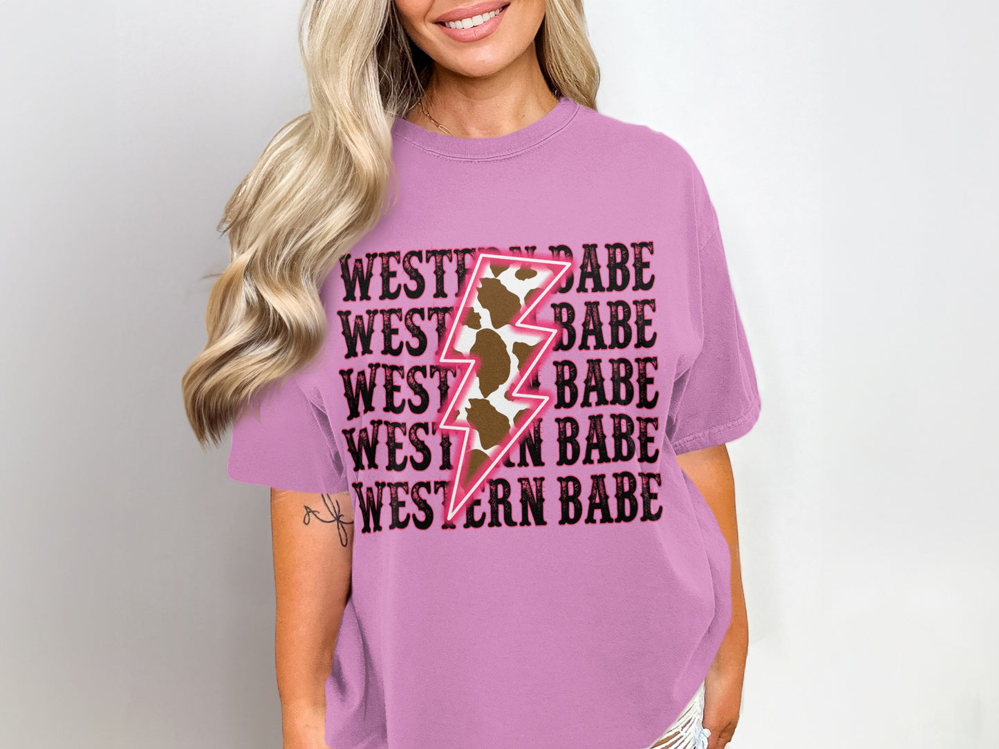 Stylish Pink Western Babe Graphic T-Shirt for Women