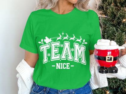 Team Nice Christmas Holiday Graphic T-shirt