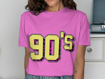 Nostalgic 90's T-Shirt in Bright Pink With Bold Design