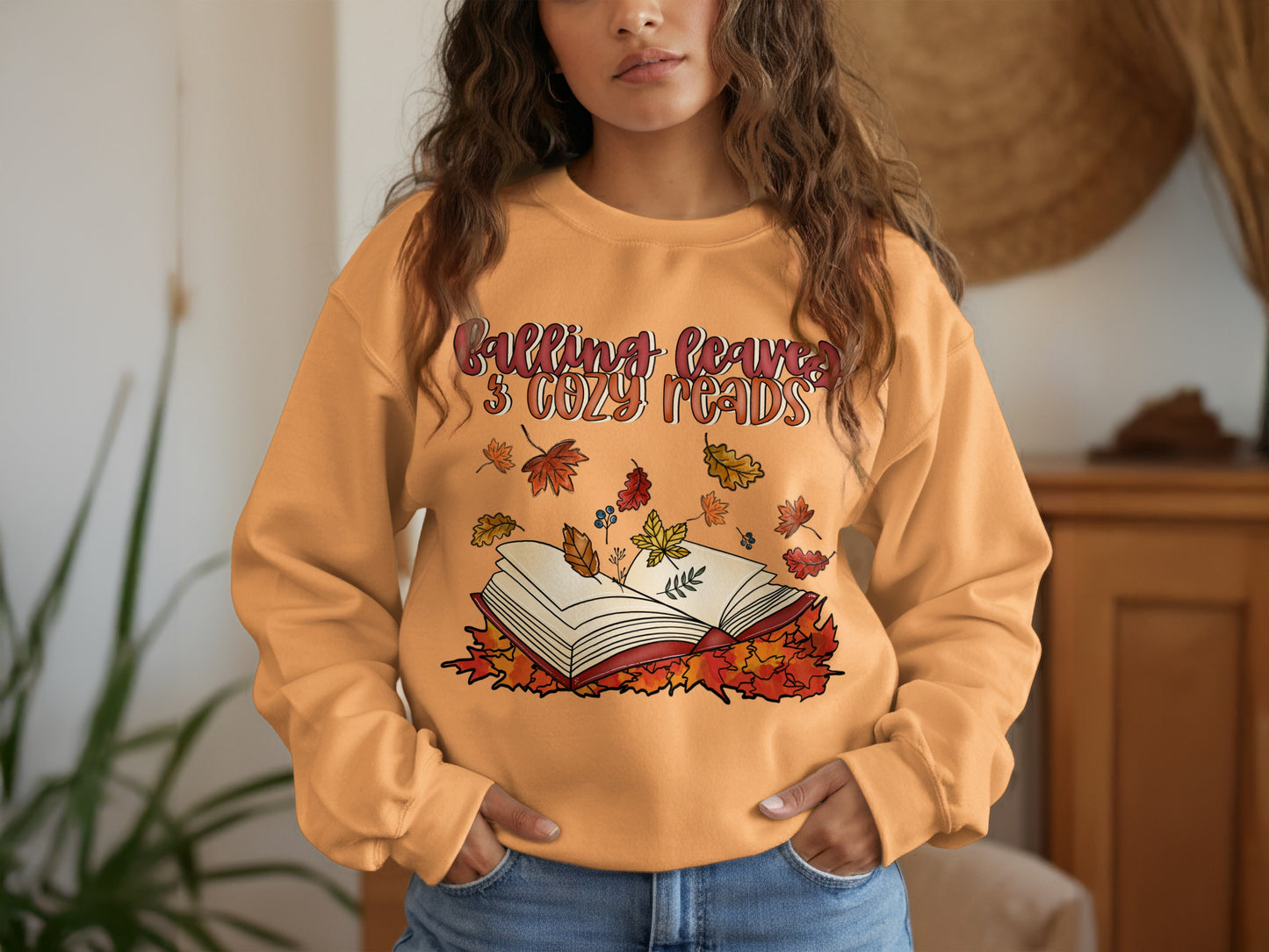 Falling Leaves Cozy Reads Graphic Sweatshirt