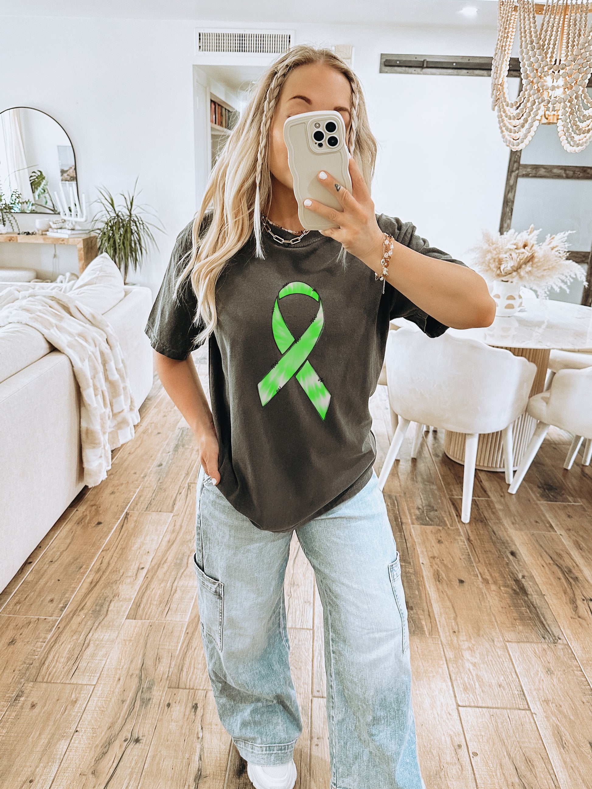 Awareness Ribbon Graphic Tee Casual Fashion Top