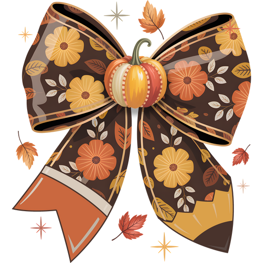 Autumn Floral Bow with Pumpkin Accent product type