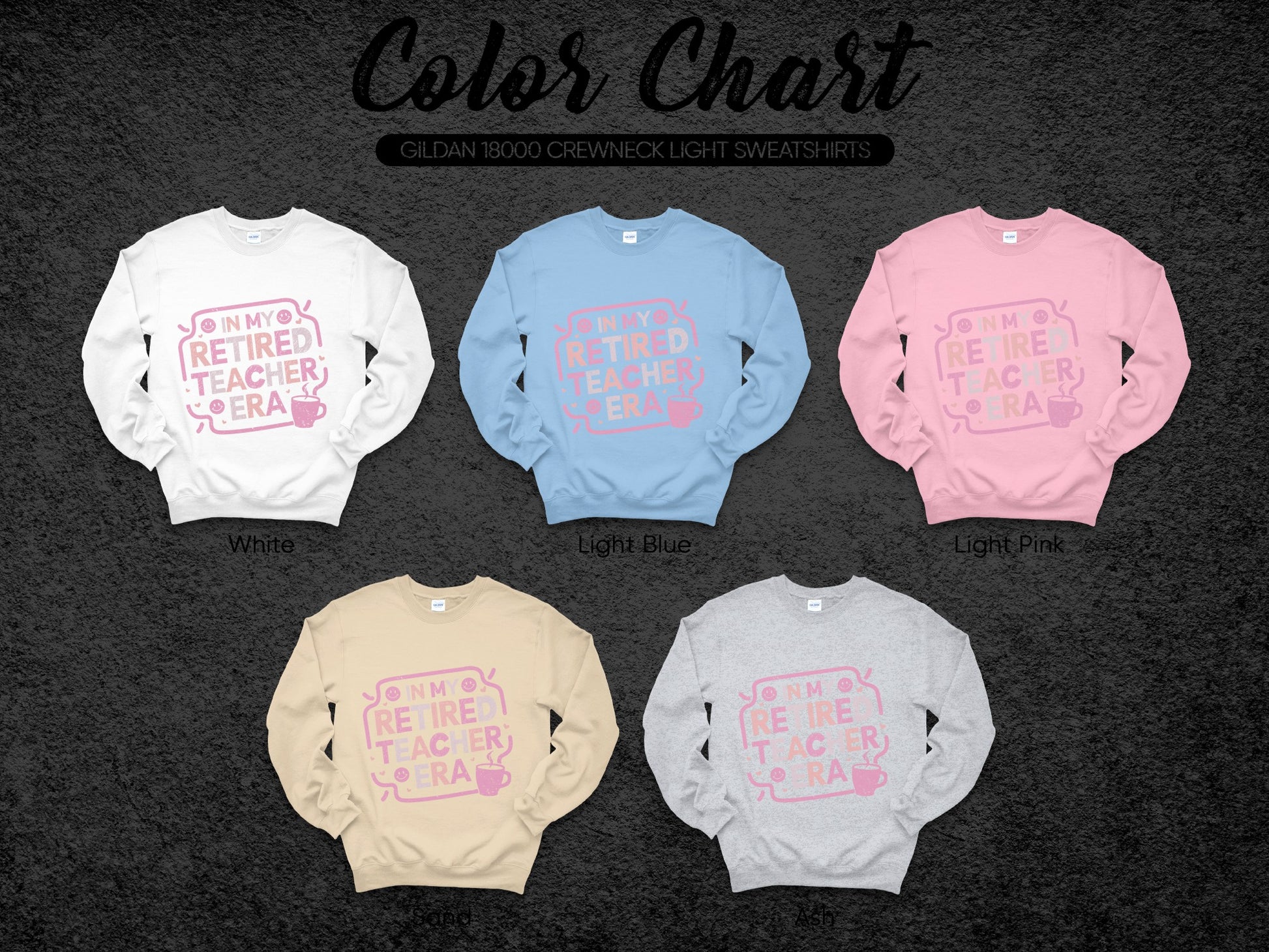 Retired Teacher Era Crewneck Light Sweatshirt