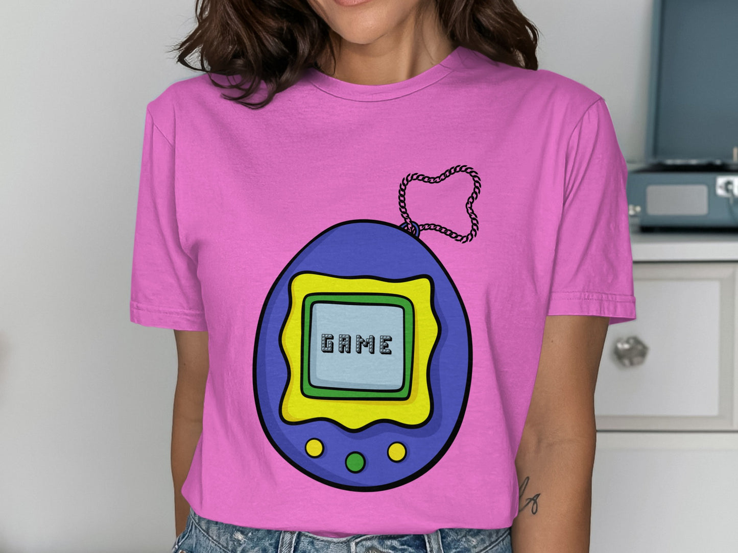 Retro Handheld Digital Pet Design Shirt