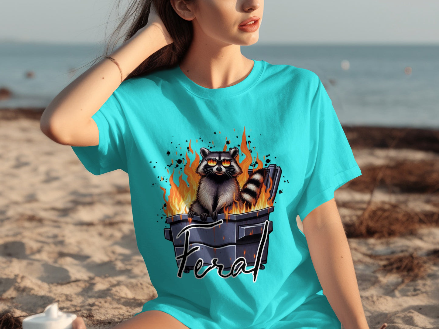Feral Raccoon Dumpster Fire Illustration T-shirt