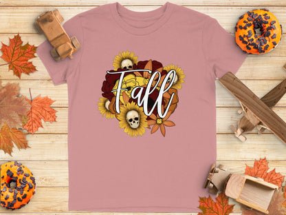 Autumn Skulls and Sunflowers Design Fall Shirt
