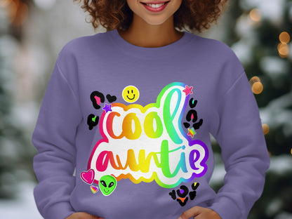 Cool Auntie Sweatshirt with Colorful Emojis
