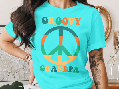 Groovy Grandpa Peace Sign T-Shirt Retro Design