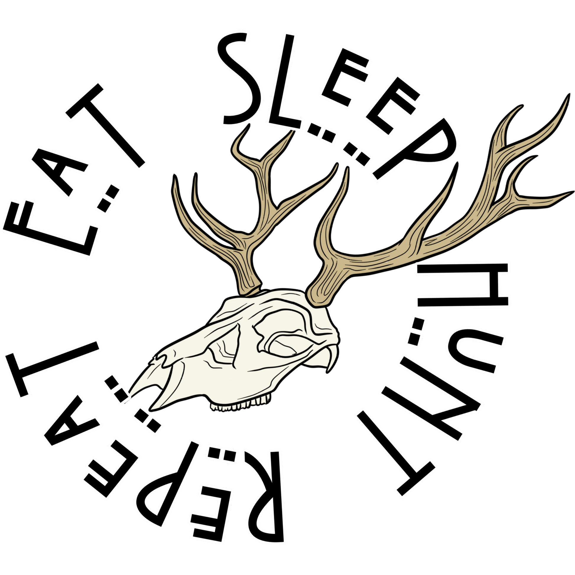 Eat Sleep Hunt Repeat Skull Antler Graphic Decor