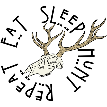 Eat Sleep Hunt Repeat Skull Antler Graphic Decor
