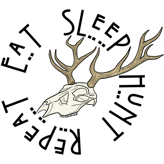 Eat Sleep Hunt Repeat Skull Antler Graphic Decor