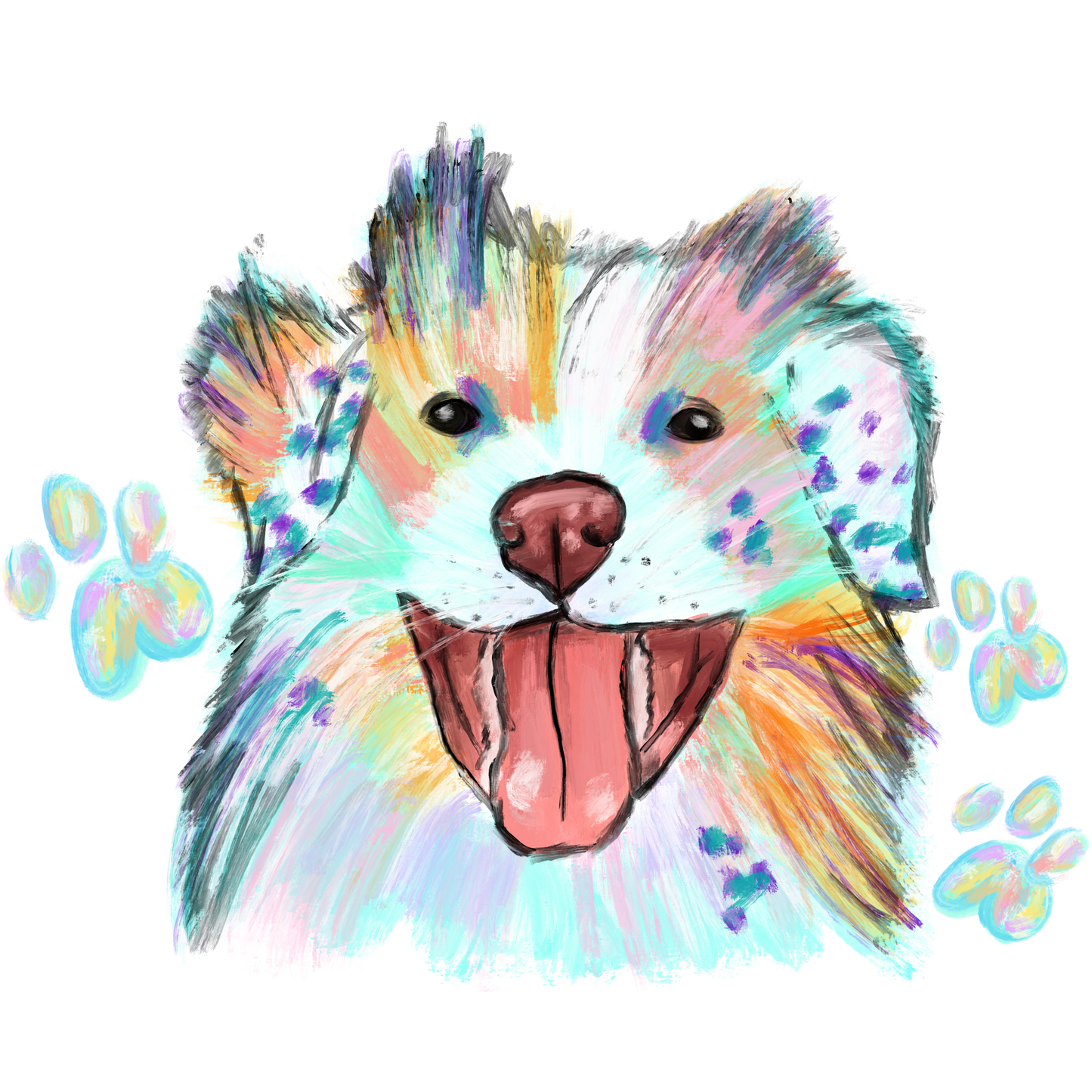 Playful Colorful Puppy Art Print Shopping