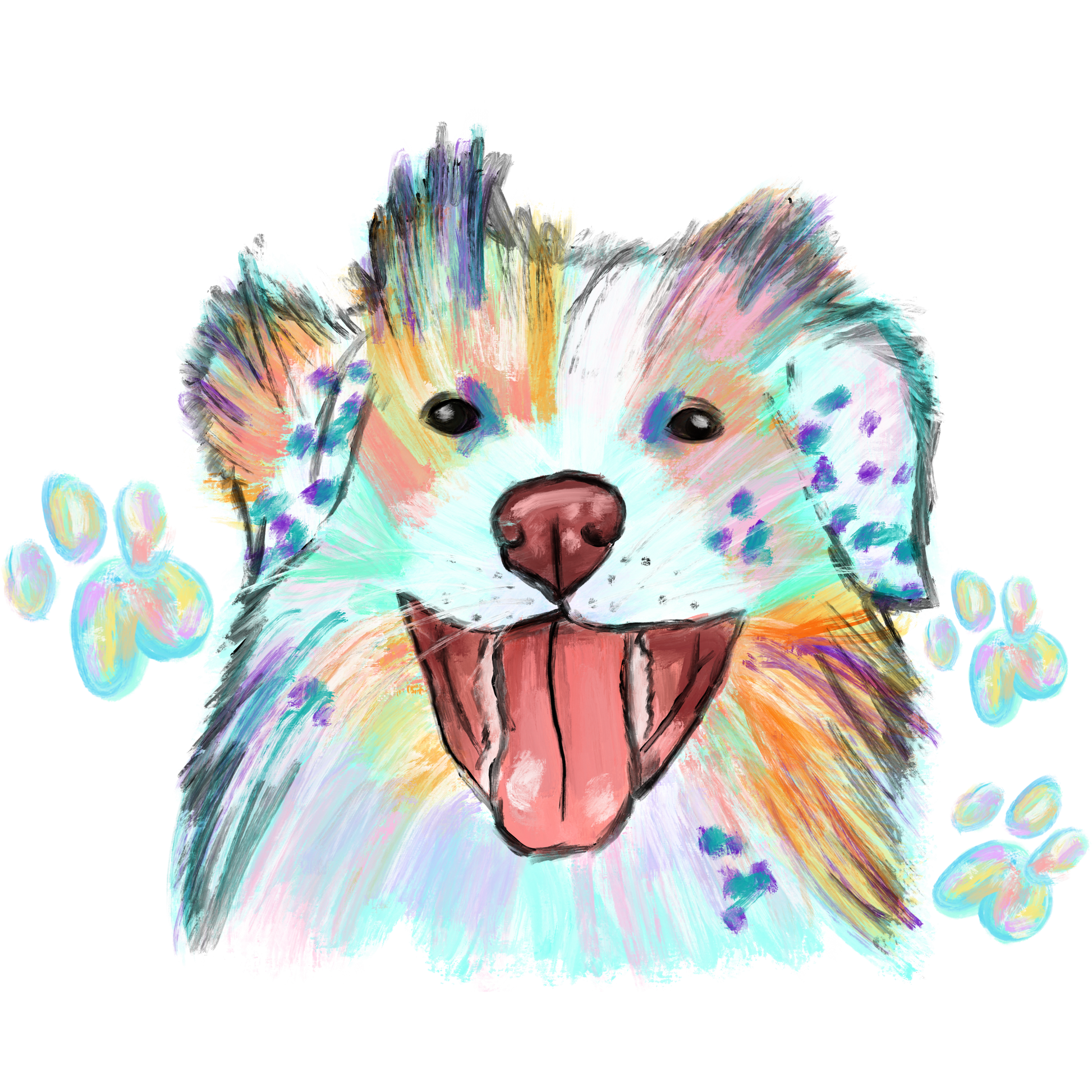 Playful Colorful Puppy Art Print Shopping