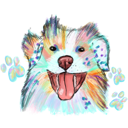 Playful Colorful Puppy Art Print Shopping