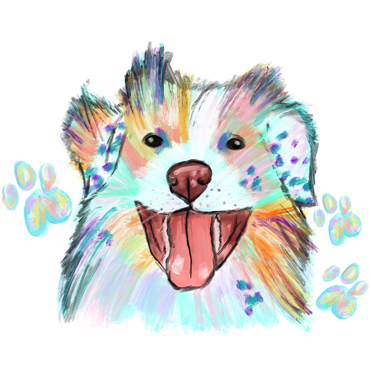 Playful Colorful Puppy Art Print Shopping