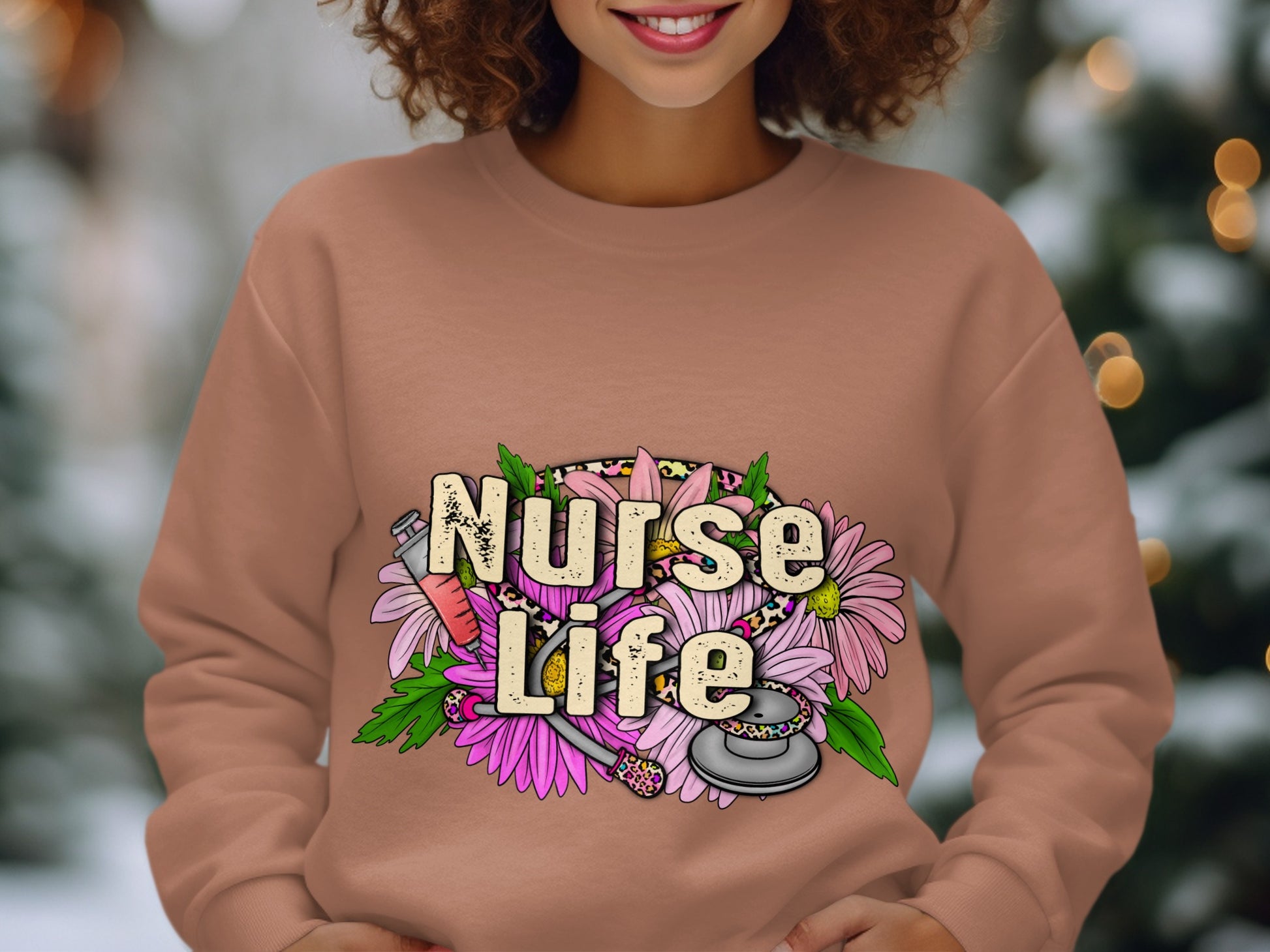 Celebrating Nurse Life Graphic Sweatshirt Holiday