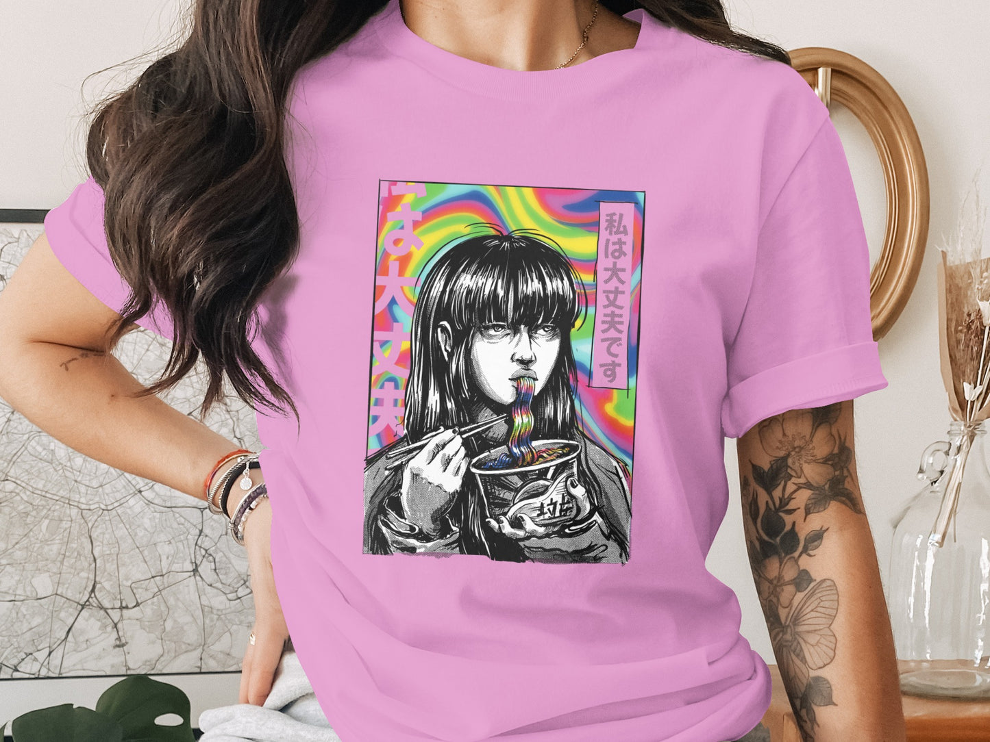 Colorful Anime Graphic Print Short Sleeve T-shirt