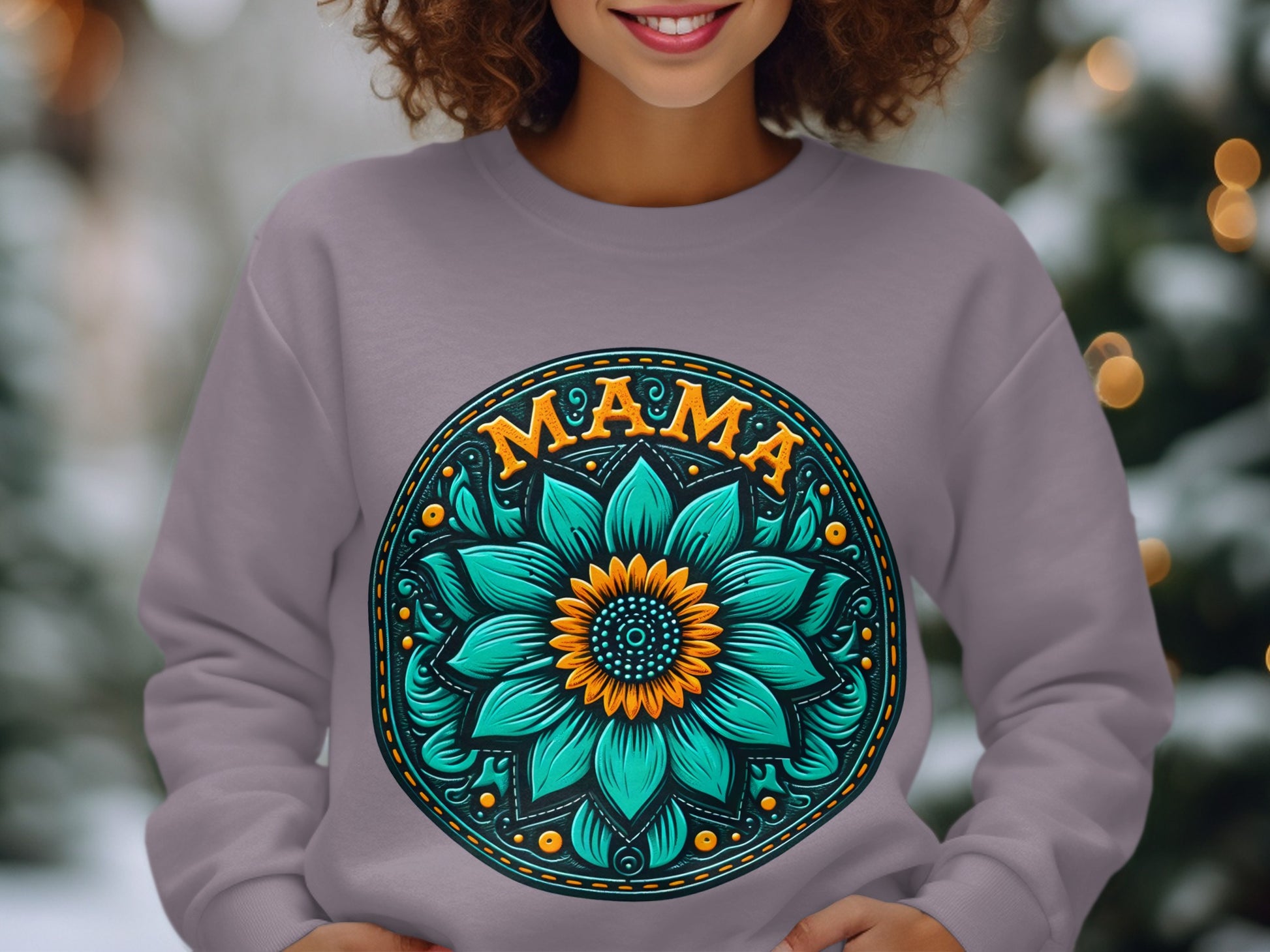Beautiful Hand-Drawn Mama Flower Design Pullover