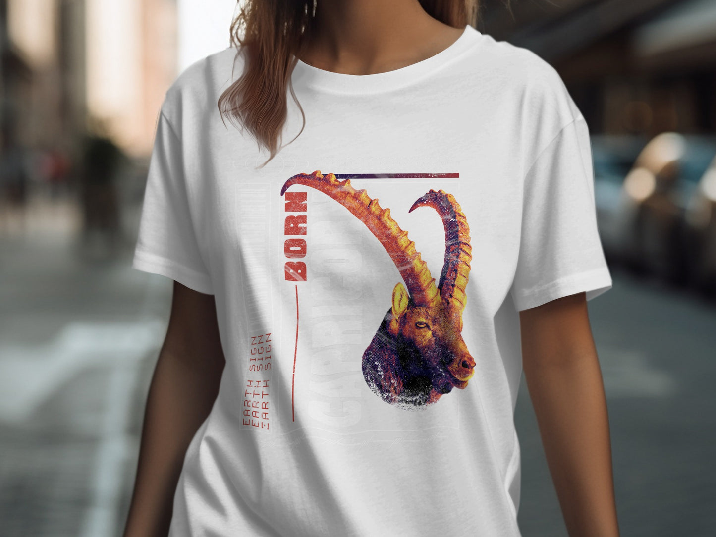 Born Capricorn Mountain Goat Graphic T-shirt