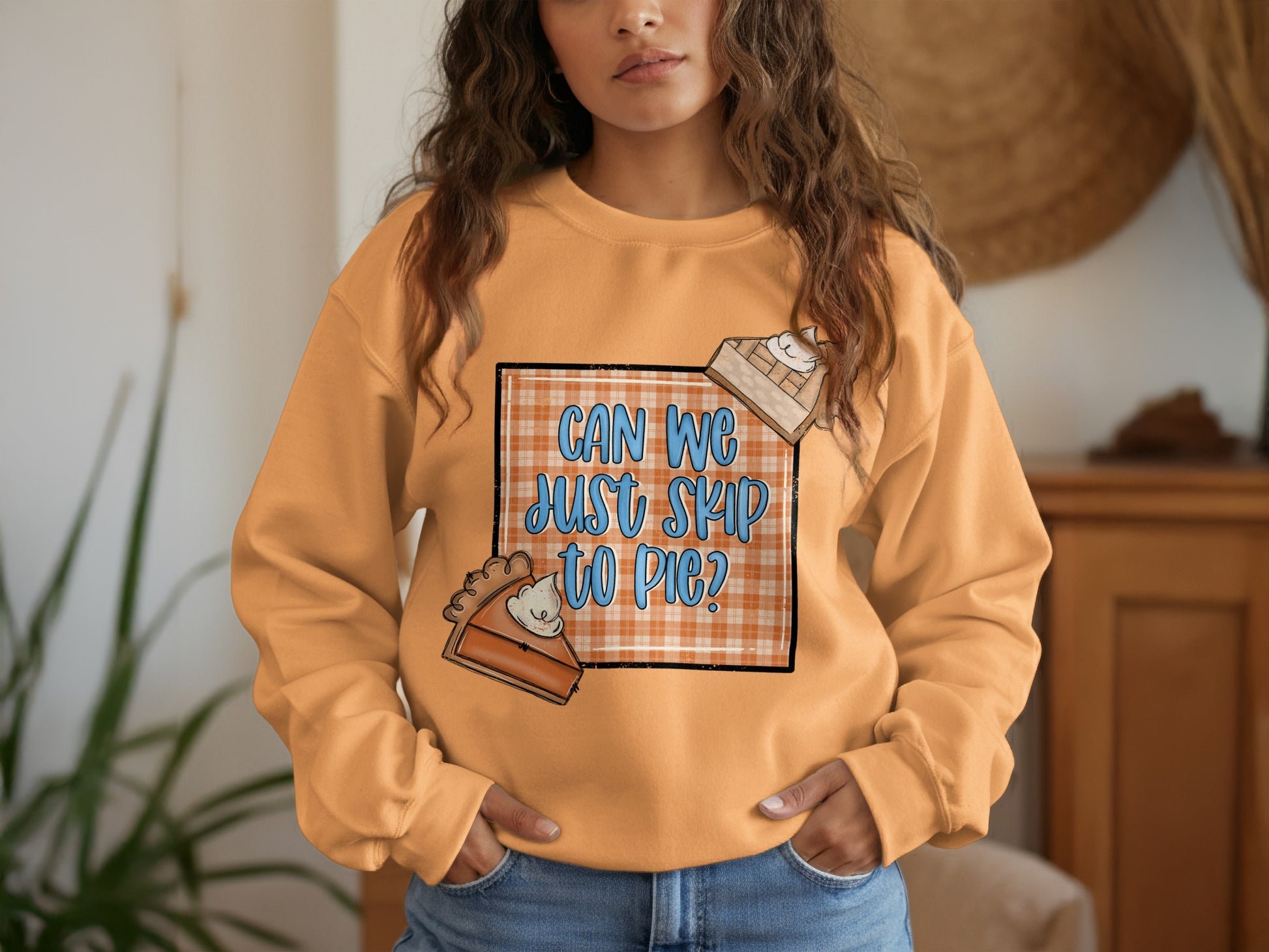 Can We Just Skip to Pie Plaid Graphic Sweatshirt