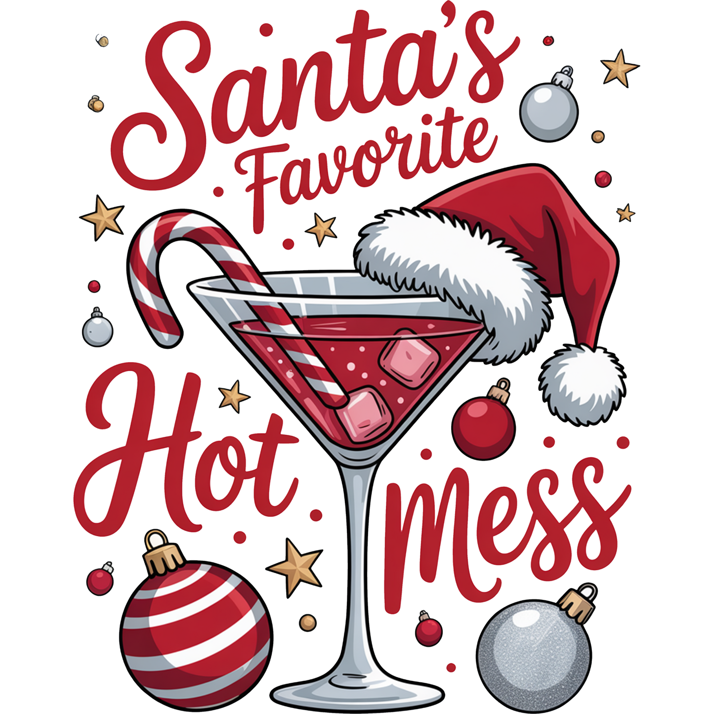Santa's Favorite Hot Mess Festive Shirt Product
