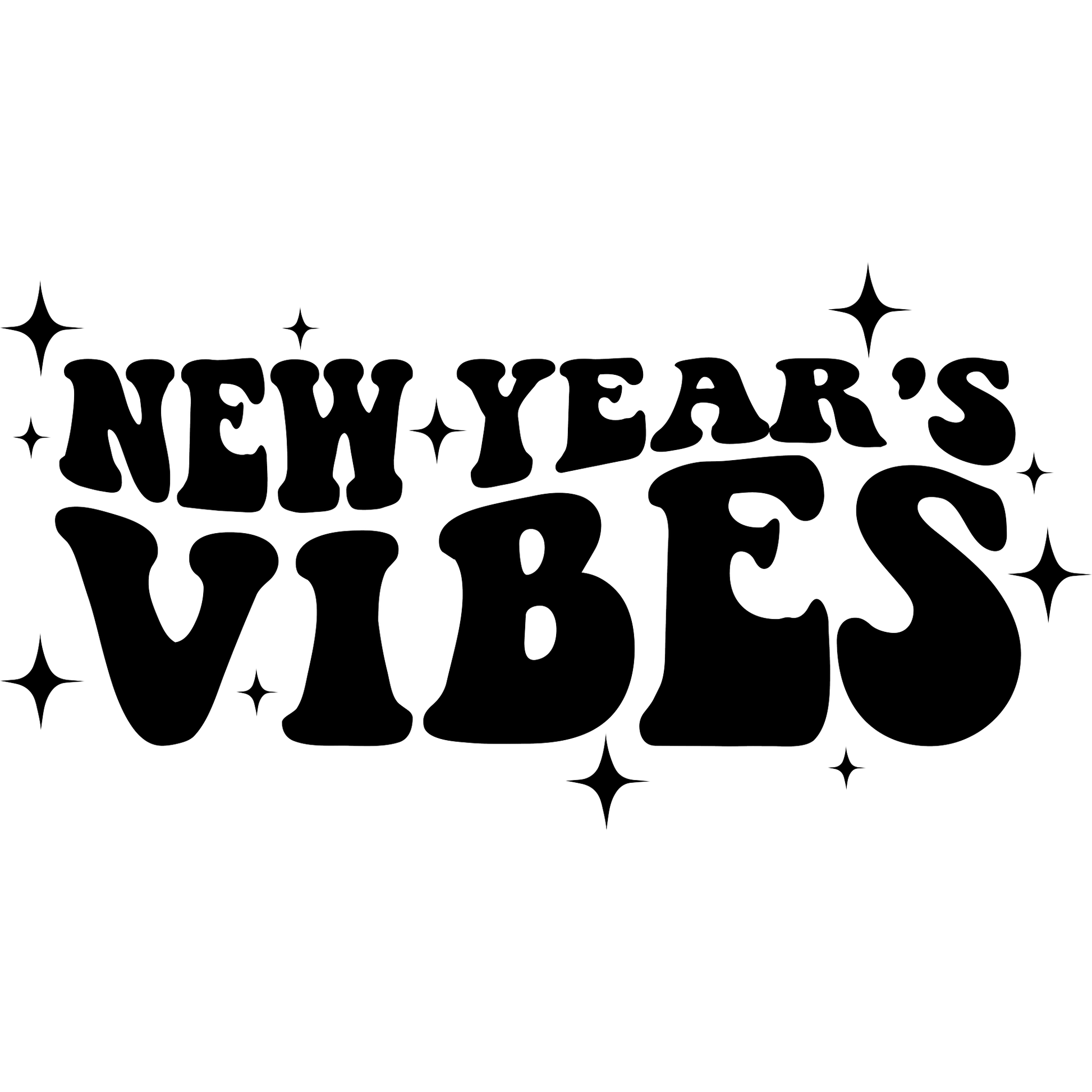 New Year's Vibes Retro Groovy Holiday Graphic Design