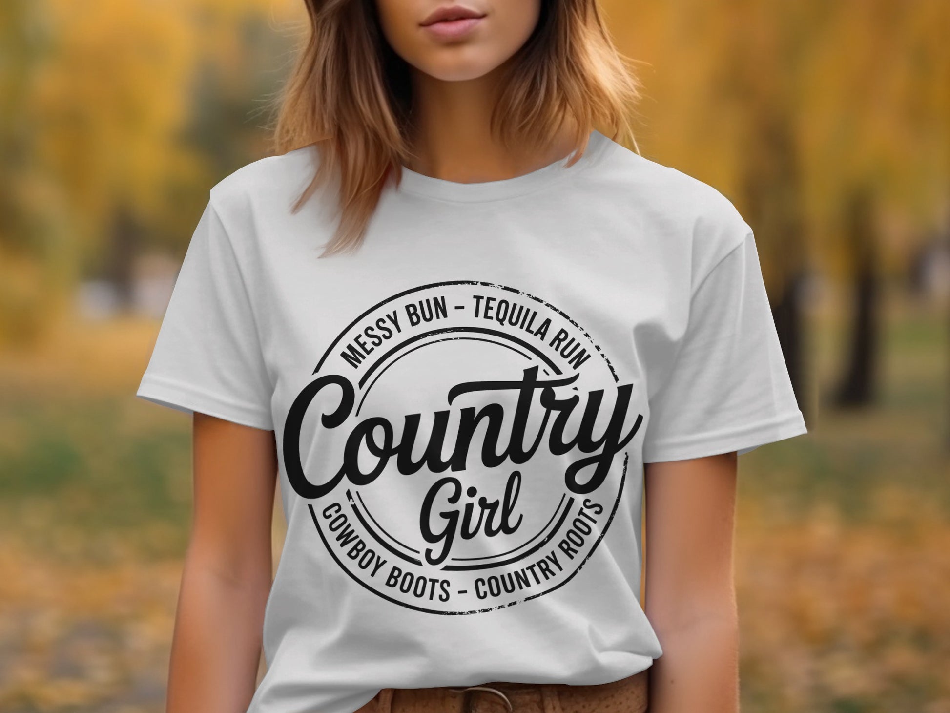 Messy Bun Tequila Run Cowboy Boots Country Roots Shirt