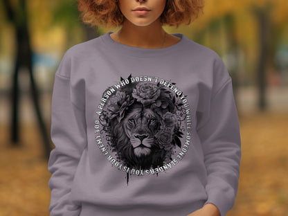 Lion With Quote Printed Sweatshirt Stunning Design