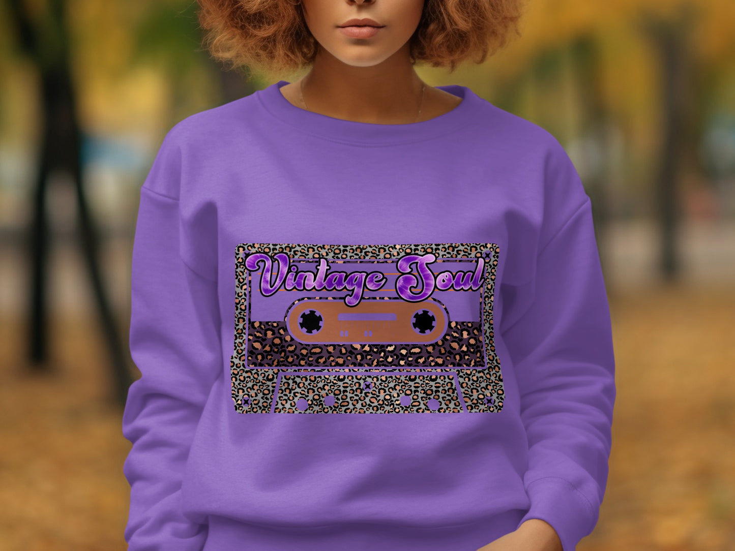 Vintage Soul Cassette Leopard Print Sweatshirt
