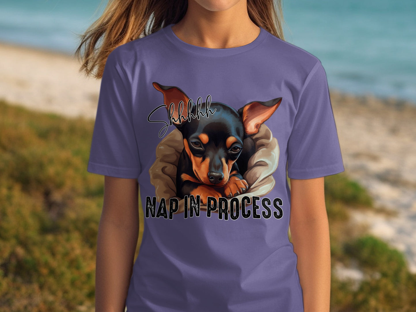 Shhhh Nap In Process Cute Dog Graphic T-Shirt