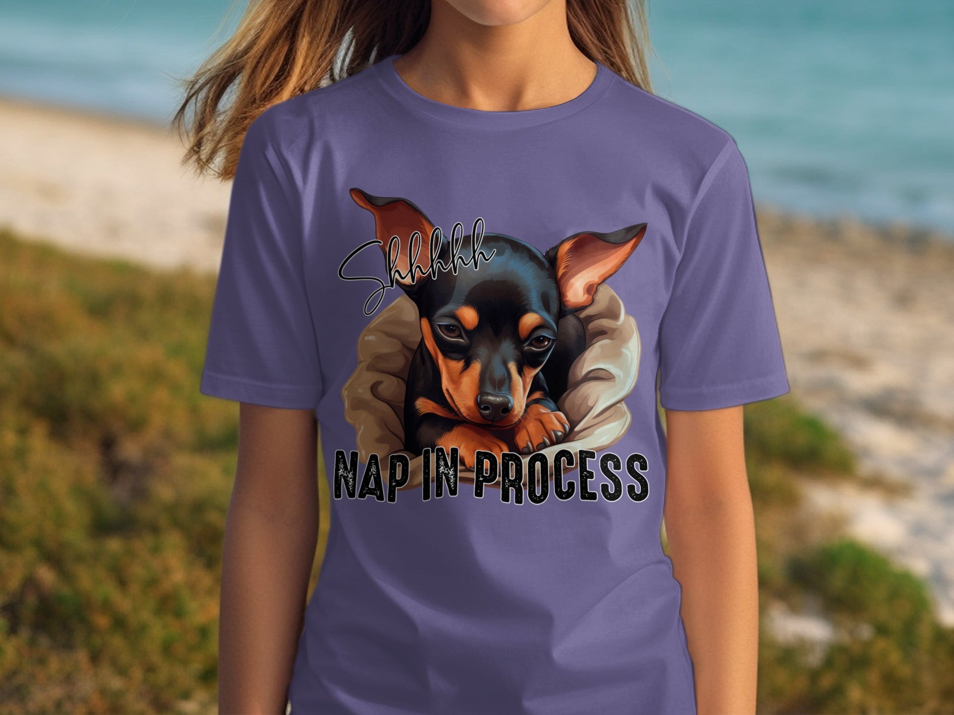 Shhhh Nap In Process Cute Dog Graphic T-Shirt