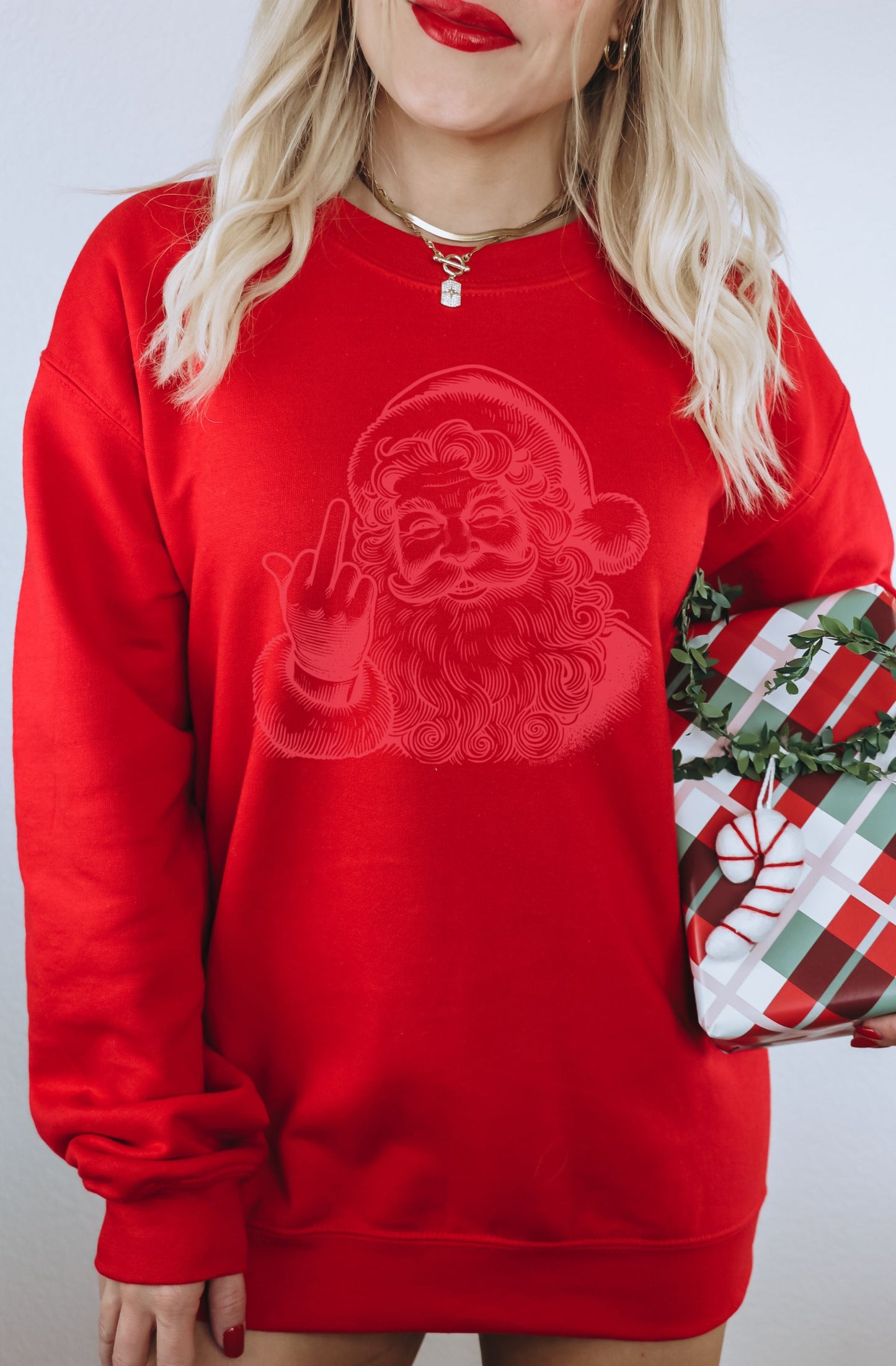 Funny Santa Flipping Off Christmas Sweatshirt