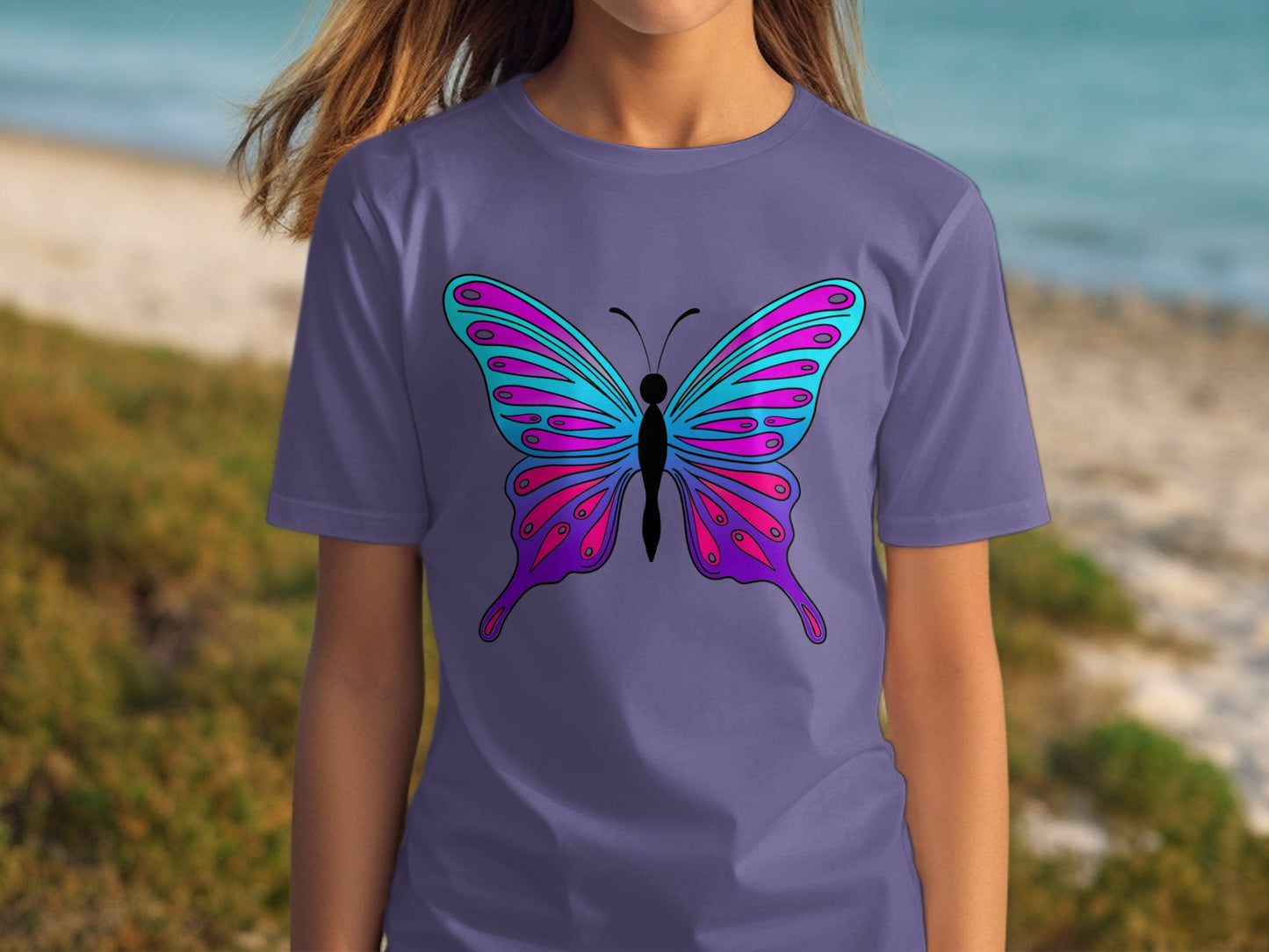 Colorful Butterfly Graphic Print T-Shirt
