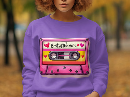 Retro 90s Cassette Design Sweatshirt For Music Lovers