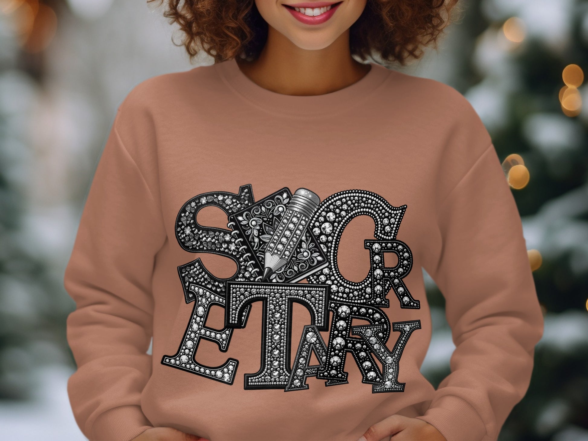 Sparkling Secretary Bling Graphic Sweatshirt