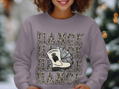 DANCE Repeated Text with Cowboy Boot Graphic Top