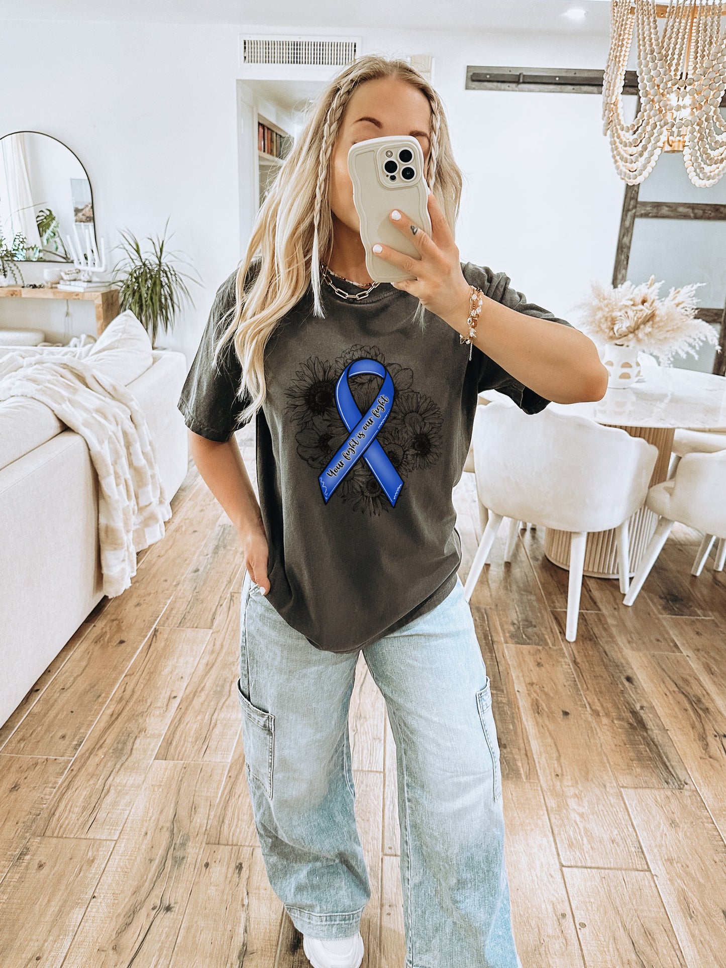 Blue Awareness Ribbon Tee with Stylish Design