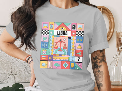 Vibrant colorful design featuring Libra graphic tee