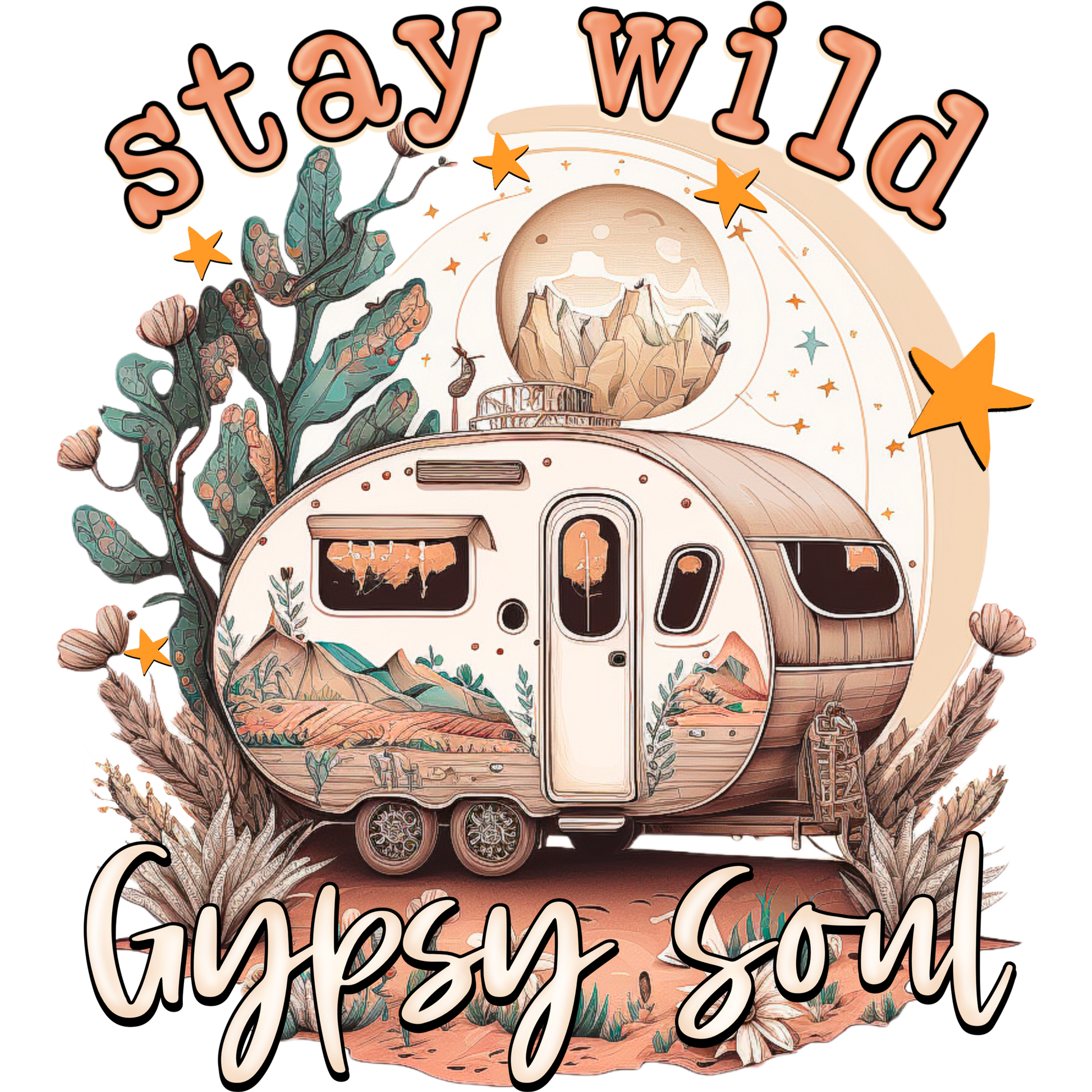 Stay Wild Gypsy Soul Camper Design Wall Art