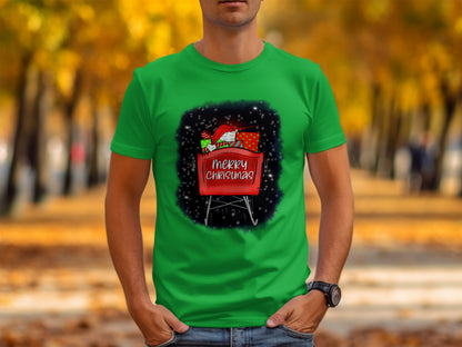 Festive Green Merry Christmas Design Shirt for the Holidays