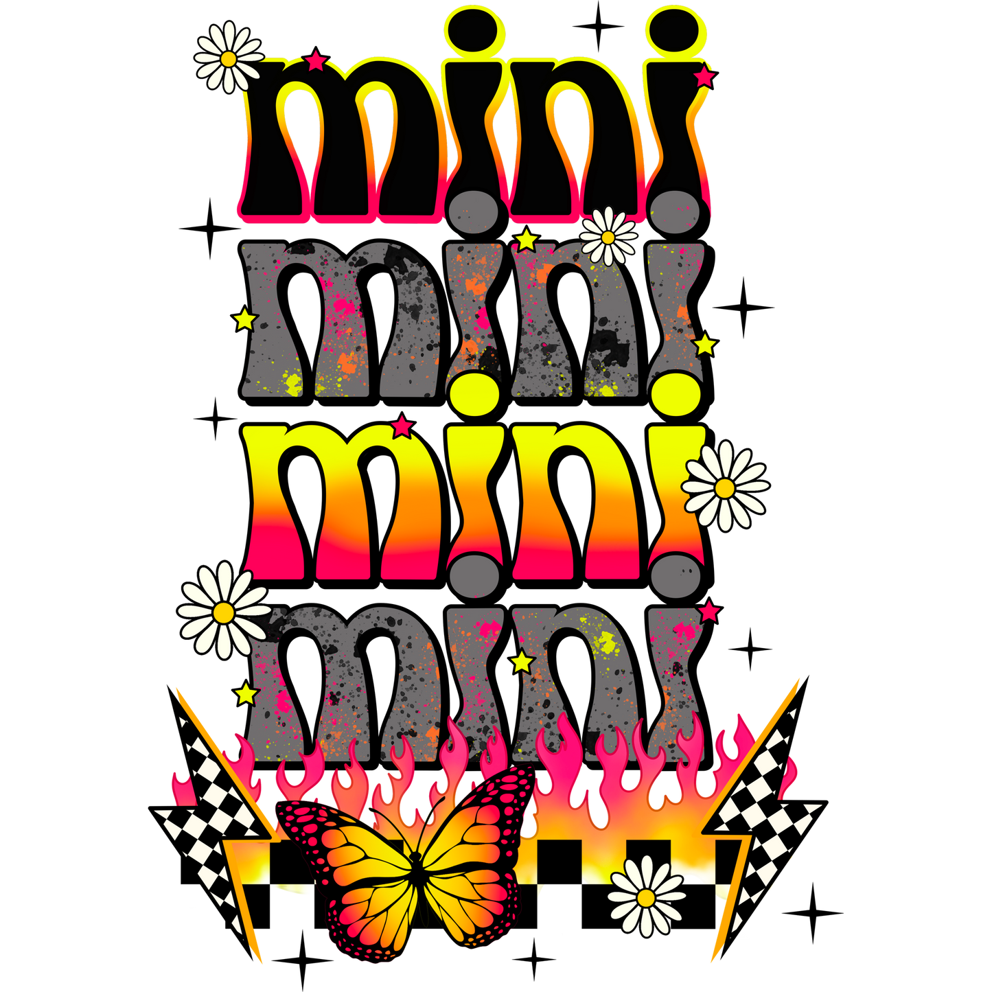 Vibrant Mini Themed Decorative Art Print Design