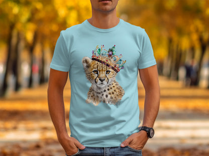 Majestic Cheetah with Floral Crown T-Shirt