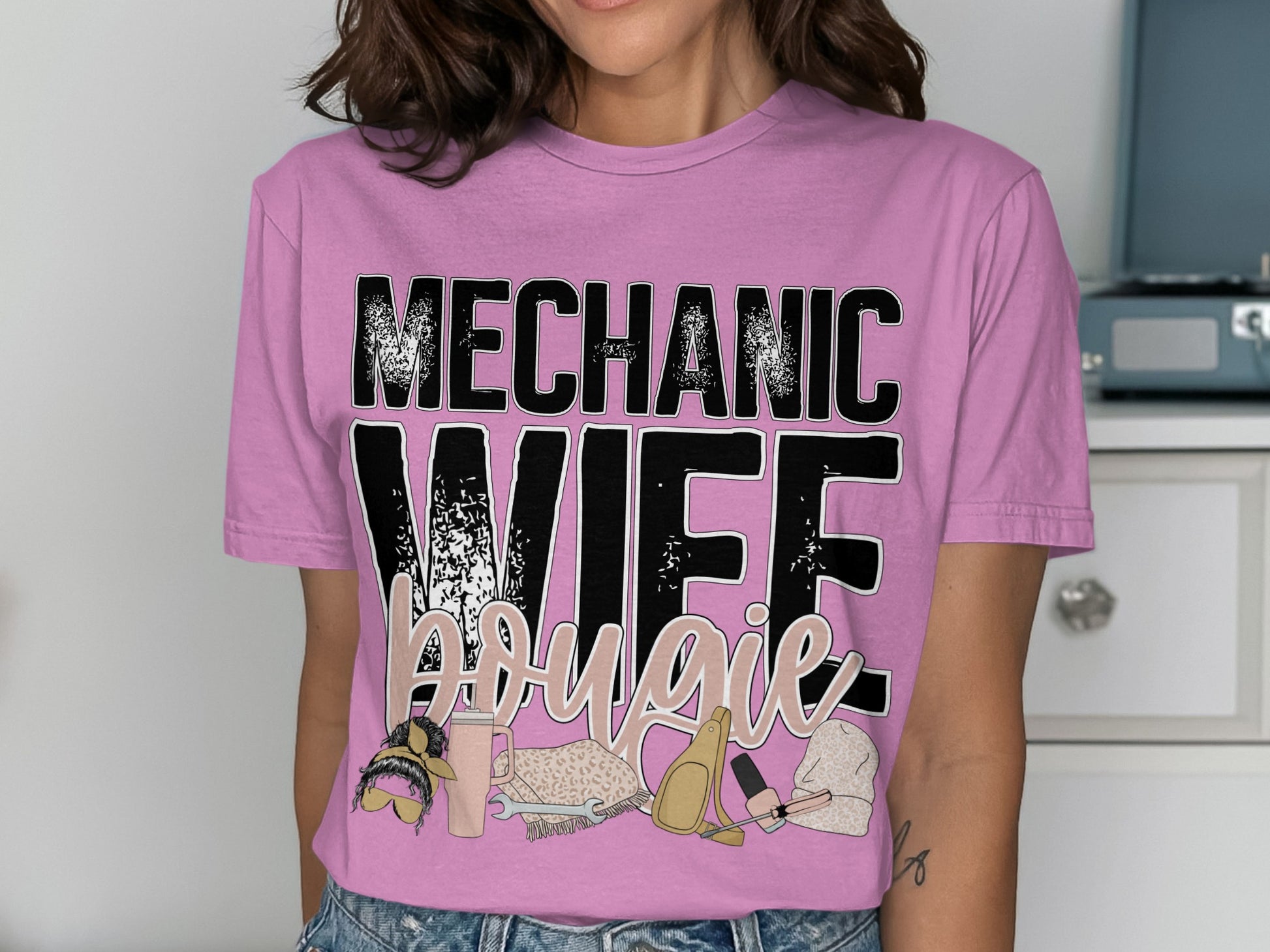 Mechanic Wife Bougie Graphic Printed T-shirt