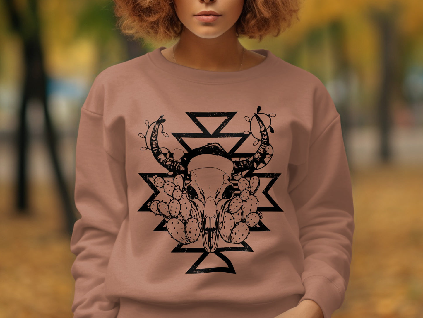 Trendy Sweatshirt with Unique Skull Cactus Design